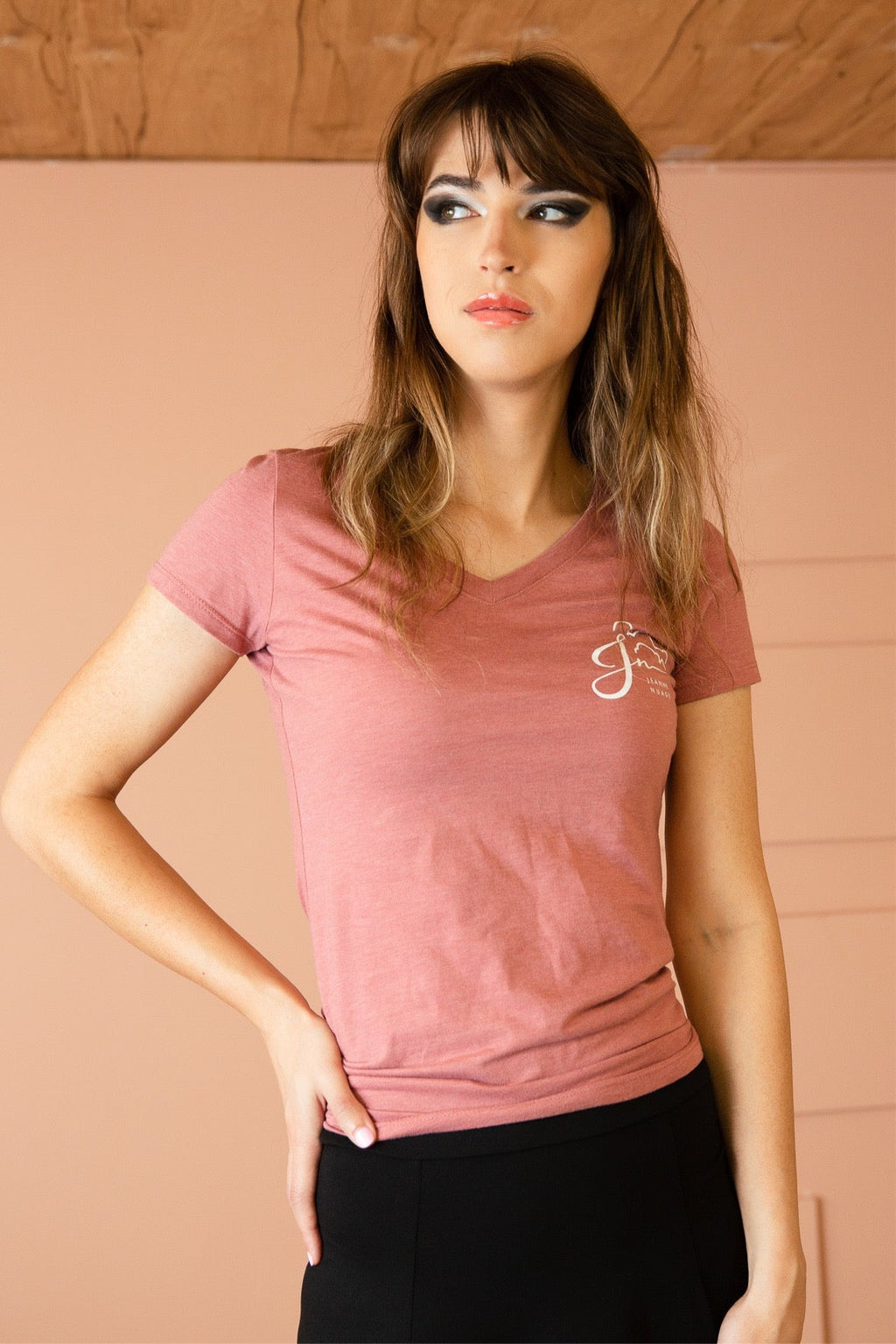 A On a Cloud V-Neck Tee - Dusty Rose