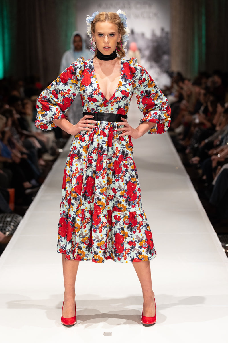 Savannah Wrap Dress - Blue Wildflower
