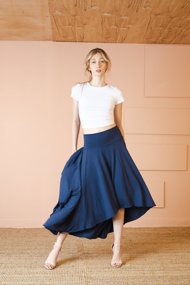 Hi/Lo Drama Maxi Skirt - Midnight Blue
